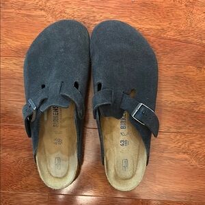 Birkenstock Blue Boston Suede Clogs